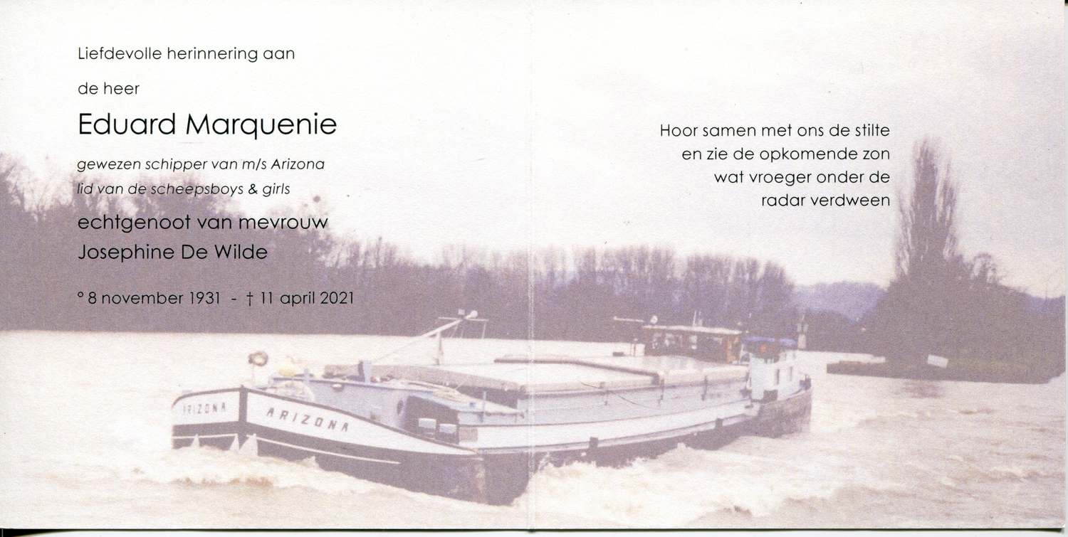 foto van het bidprentje van de schipper